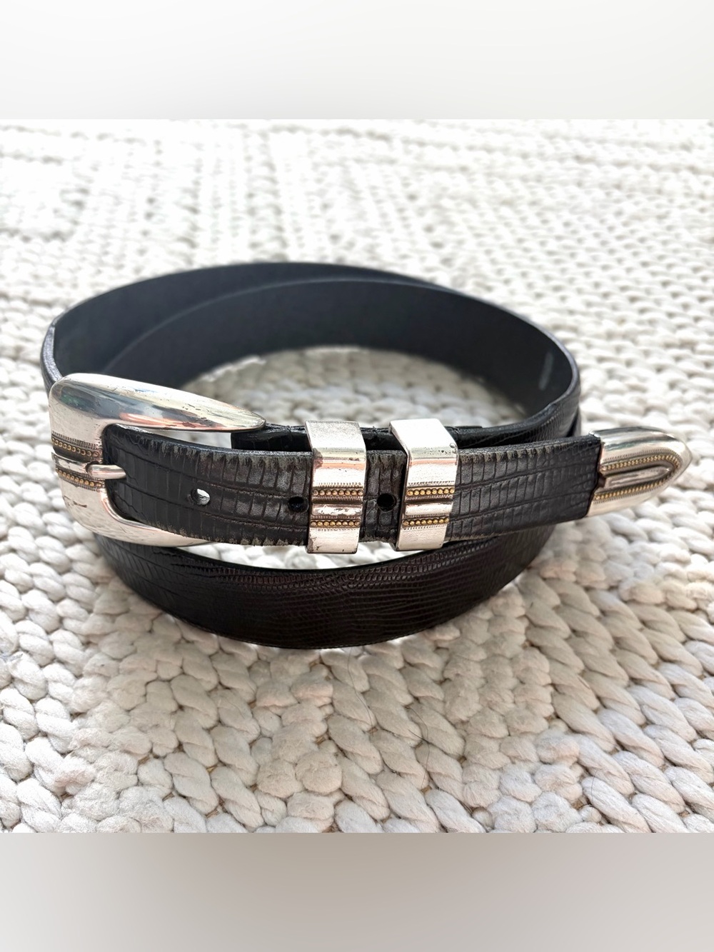 REMO TULLIANI Italian Black Calfskin Leather Belt Mens Size 40 30741 EUC VTG